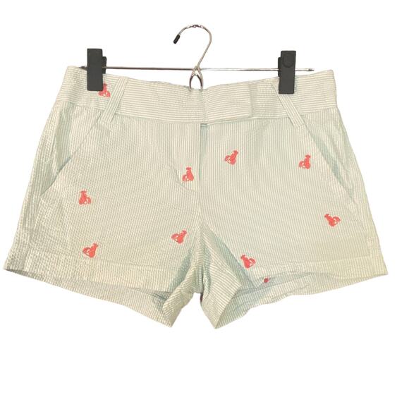 J.Crew Baby Blue Lobster Cotton Blend City Fit Chino Shorts Women Sz 2 - Picture 1 of 9